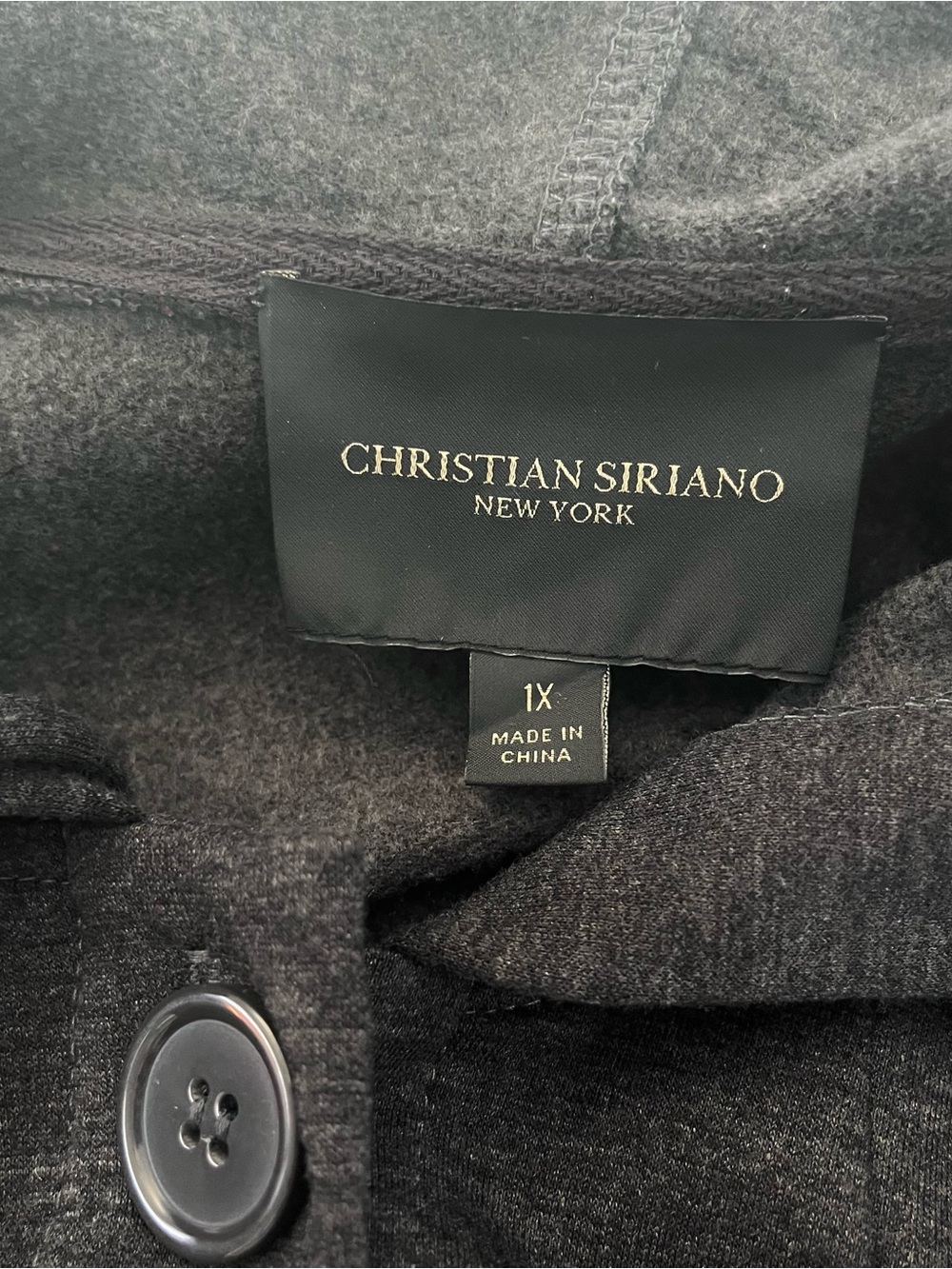 Christian Siriano Swing Jacket Womens 1X Gray Hooded Button Front Knit. Pockets - Picture 4 of 6